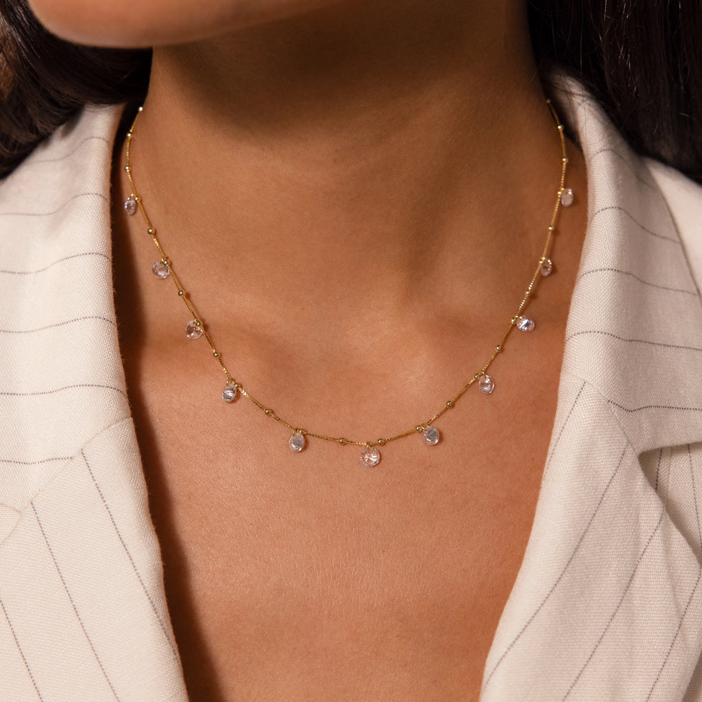 Satellite Diamond Necklace Silver 18K Gold Plated