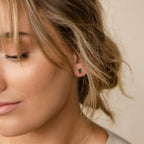 Baguette Birthstone Studs Silver 18K Gold Plated