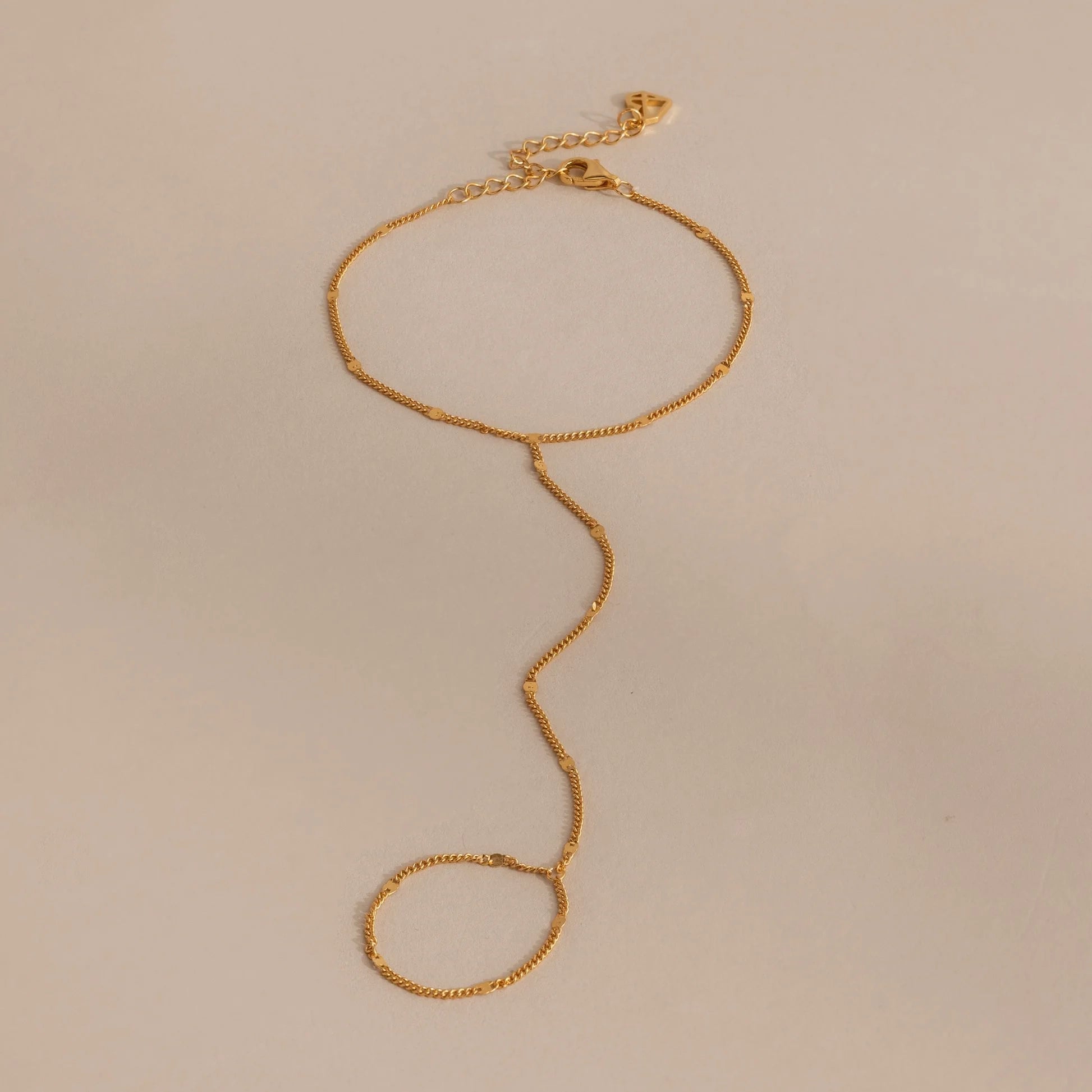 Star Curb Hand Chain Bracelet Silver 18K Gold Plated