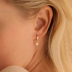 Pink Opal Drop Huggies Silver 18K Gold Plated