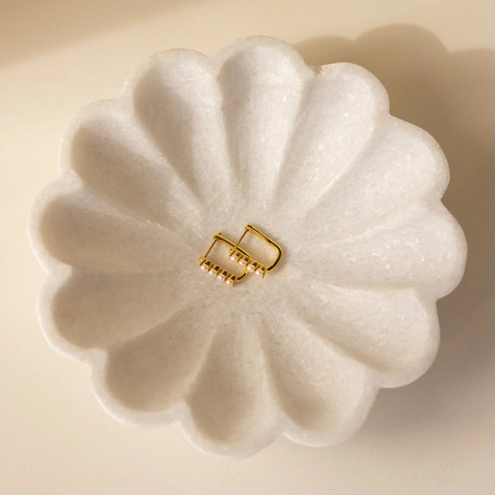 Rayne Pearl Link Earrings Silver 18K Gold Plated