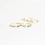 Modern Initial Birthstone Ring Silver 18K Gold Plated