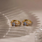 Aquamarine Pearl Huggies Silver 18K Gold Plated