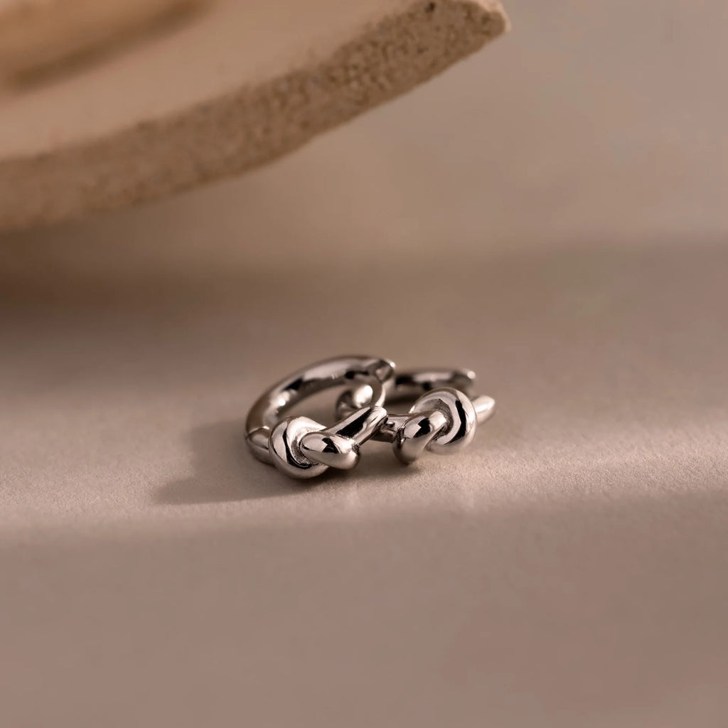 Love Knot Huggies Silver 18K Gold Plated