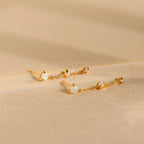 Opal Chain Drop Earrings Silver 18K Gold Plated