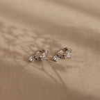 Diamond Butterfly Drop Huggies Silver 18K Gold Plated