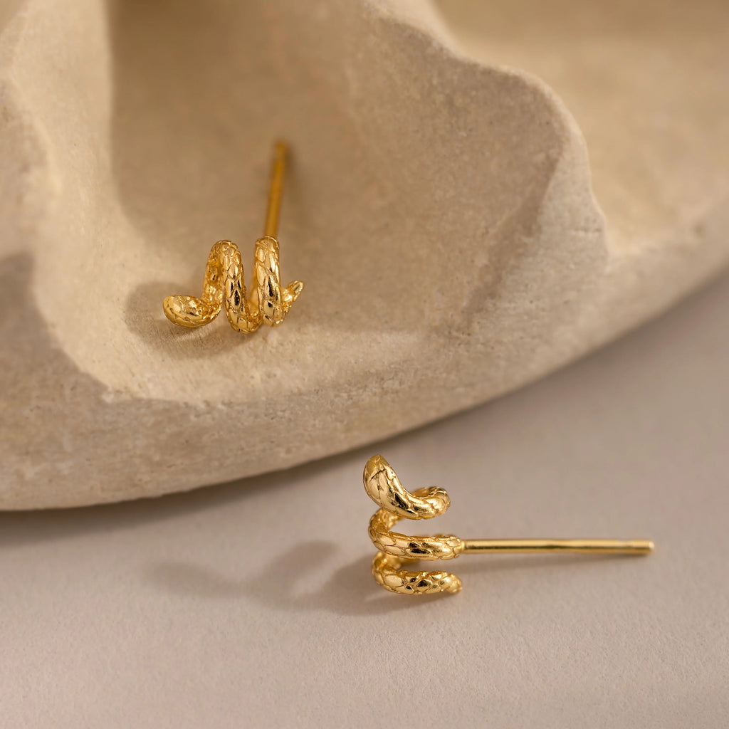 Twisted Snake Studs Silver 18K Gold Plated