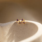 Birthstone Drop Studs  Silver 18K Gold Plated