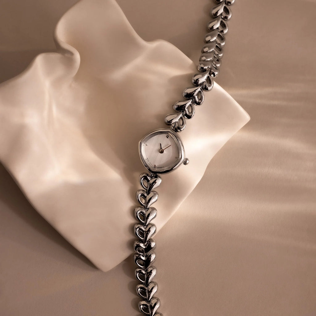 Heart Link Timepiece Silver 18K Gold Plated