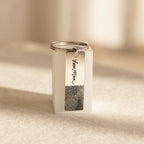 Fingerprint Bar Keychain Silver 18K Gold Plated