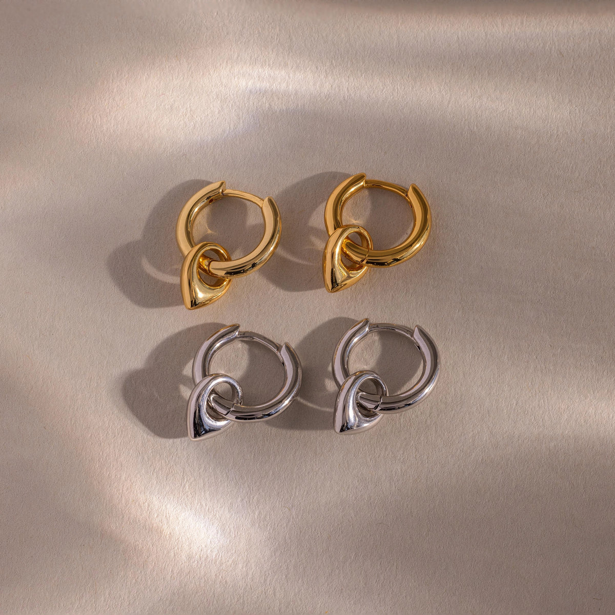 Tiny Teardrop Huggies Silver 18K Gold Plated