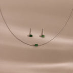 Jade Bar Jewelry Set Silver 18K Gold Plated