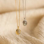 Oval Labradorite Pendant Necklace Silver 18K Gold Plated