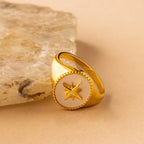 North Star Signet Ring Silver 18K Gold Plated