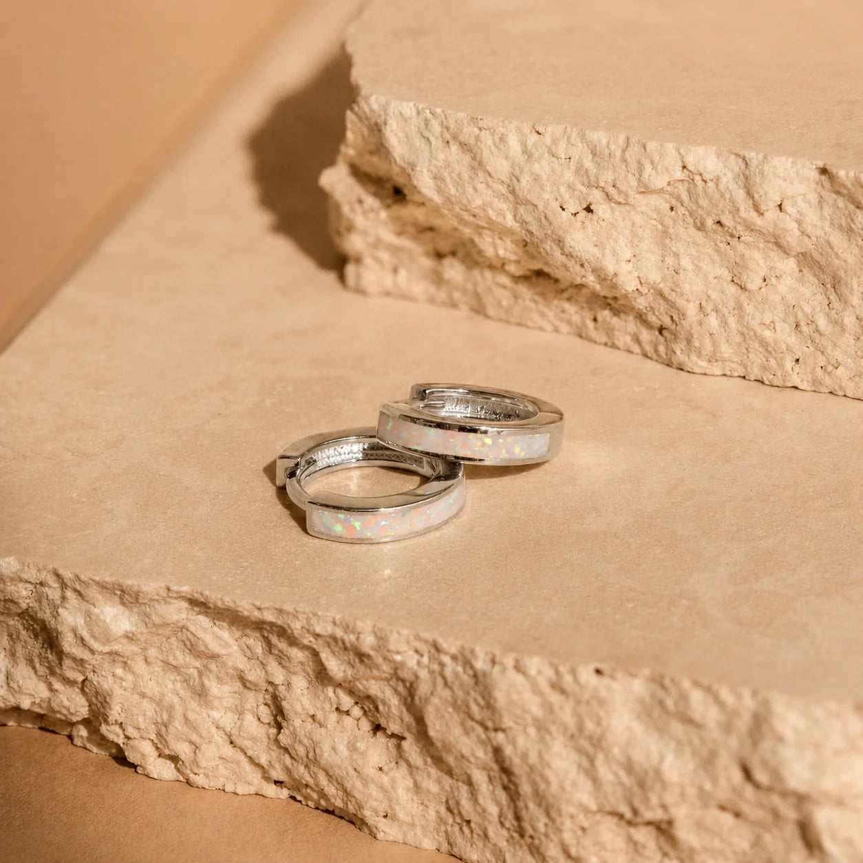 White Opal Inlay Huggies