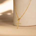 Pave Cross Charm Silver 18K Gold Plated