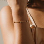Diamond Station Bracelet Ring Silver 18K Gold Plated