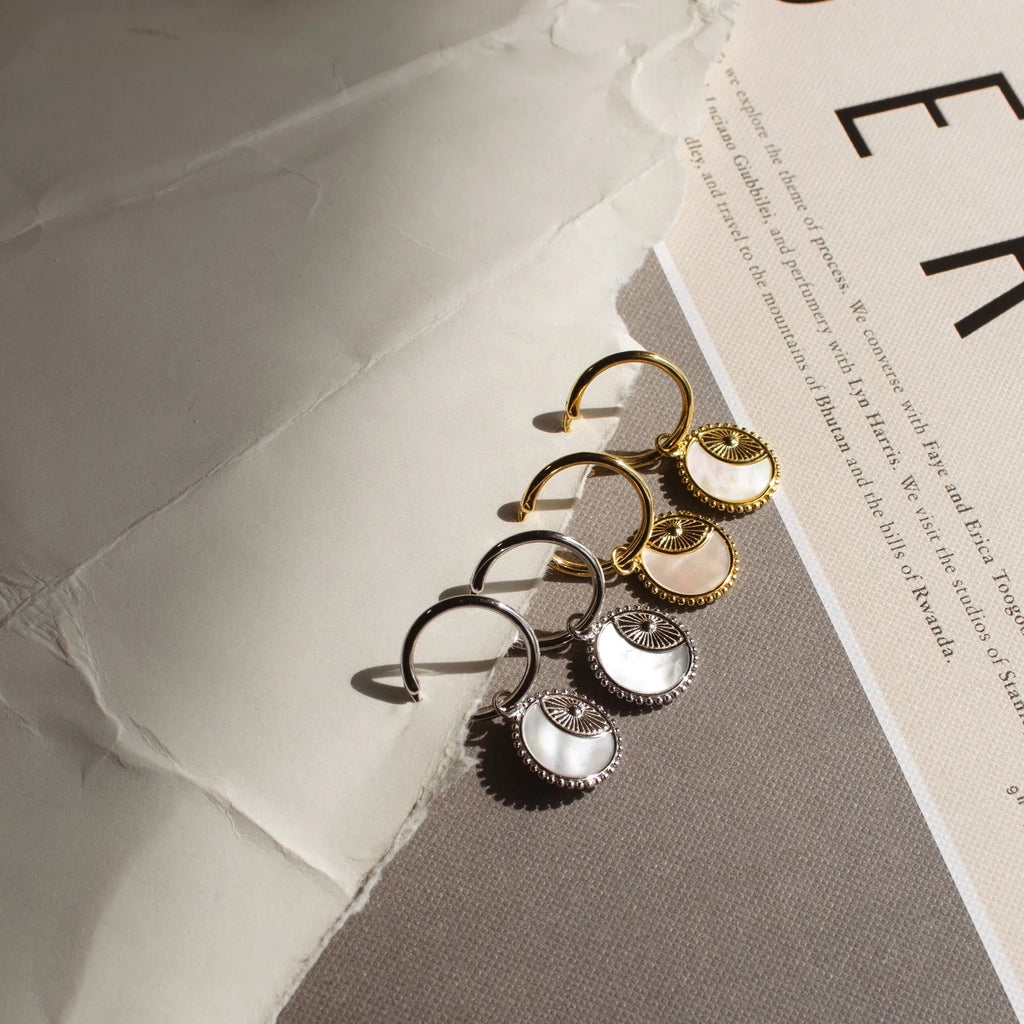 Pia Pearl Coin Hoops Silver 18K Gold Plated
