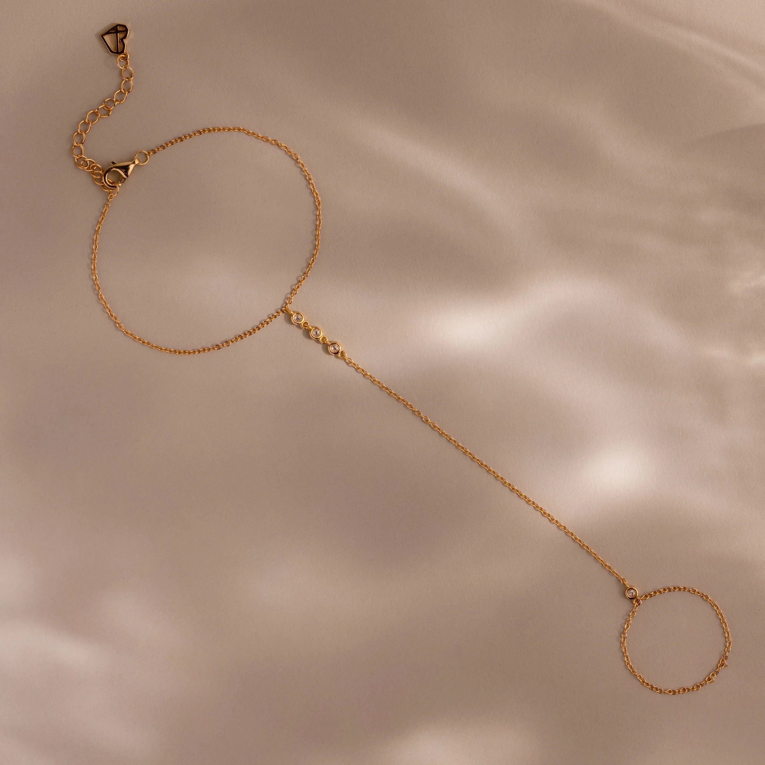 Diamond Hand Chain Bracelet Silver 18K Gold Plated