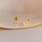 Opal Cluster Flatback Studs Silver 18K Gold Plated