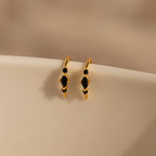 Amaya Black Marquise Threaders Silver 18K Gold Plated