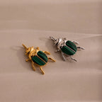 Malachite Beetle Charm Silver 18K Gold Plated