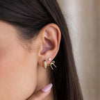 Pearl & Bow Ear Jackets Silver 18K Gold Plated
