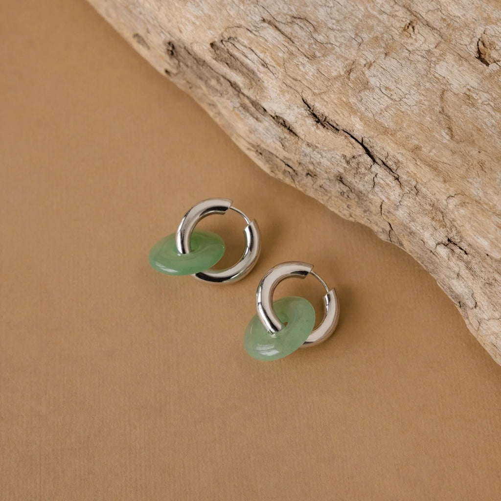 Clara Jade Duo Hoops Silver 18K Gold Plated