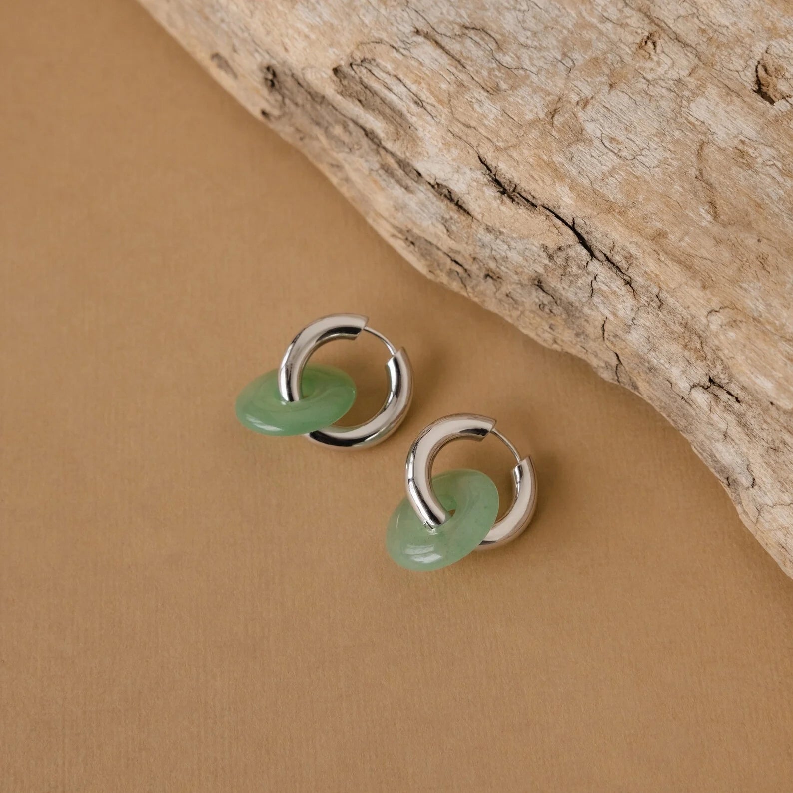 Clara Jade Duo Hoops Silver 18K Gold Plated