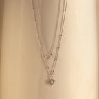 Opal Star Duo Necklace  Silver 18K Gold Plated