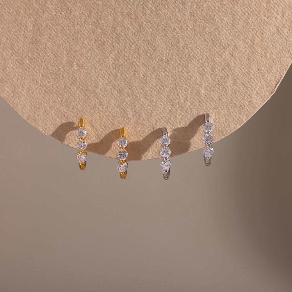 Lace Diamond Hoops Silver 18K Gold Plated