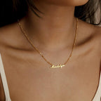 Carrie Figaro Chain Name Necklace Silver 18K Gold Plated