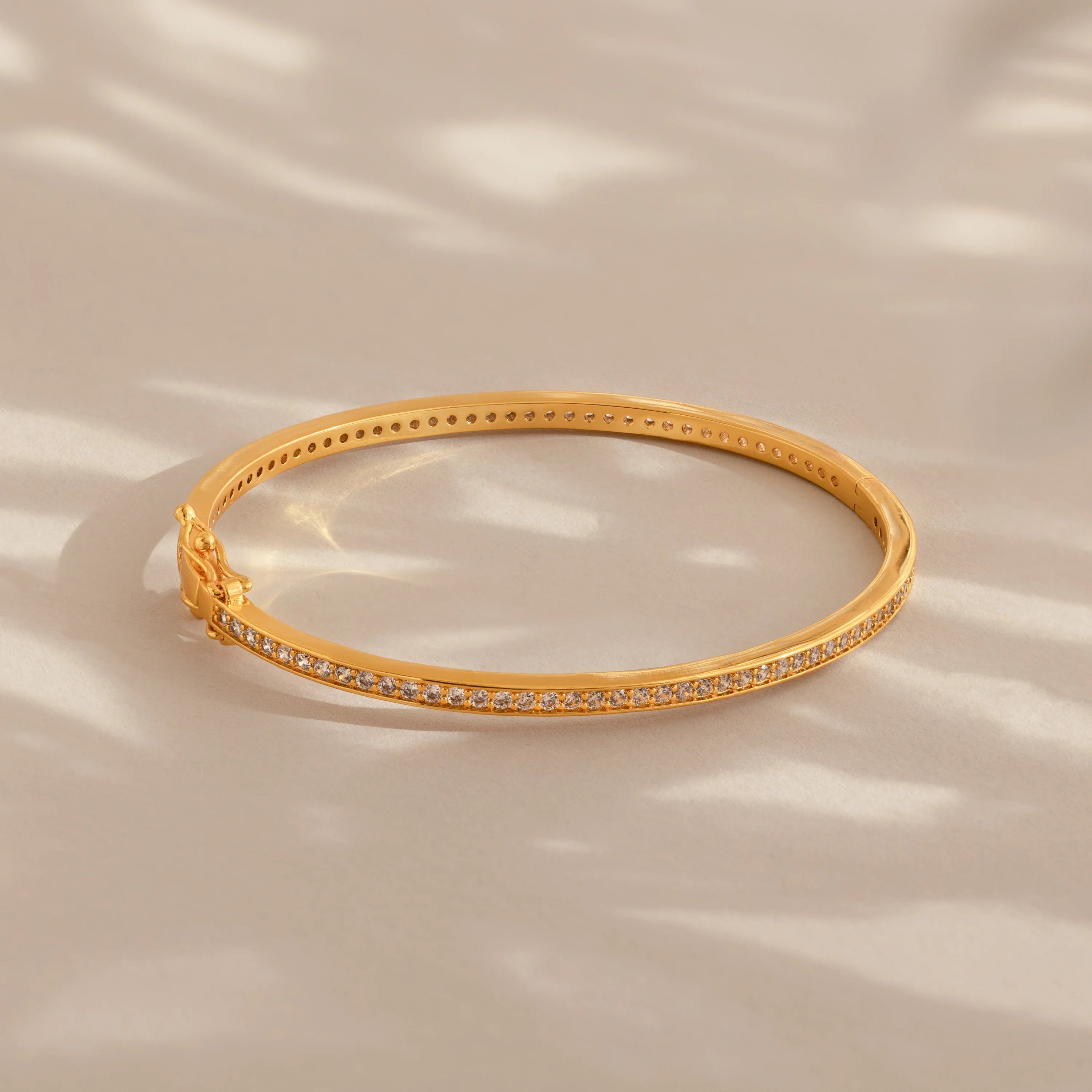 Diamond Tennis Bangle Silver 18K Gold Plated