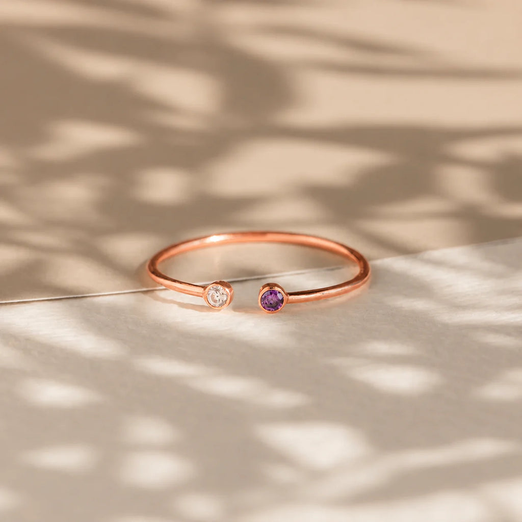 Tiny Dual Birthstone Ring