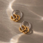 Duo Link Mixed Metal Hoops Silver 18K Gold Plated