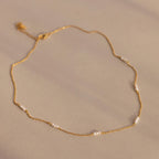 Hali Pearl Station Necklace Silver 18K Gold Plated