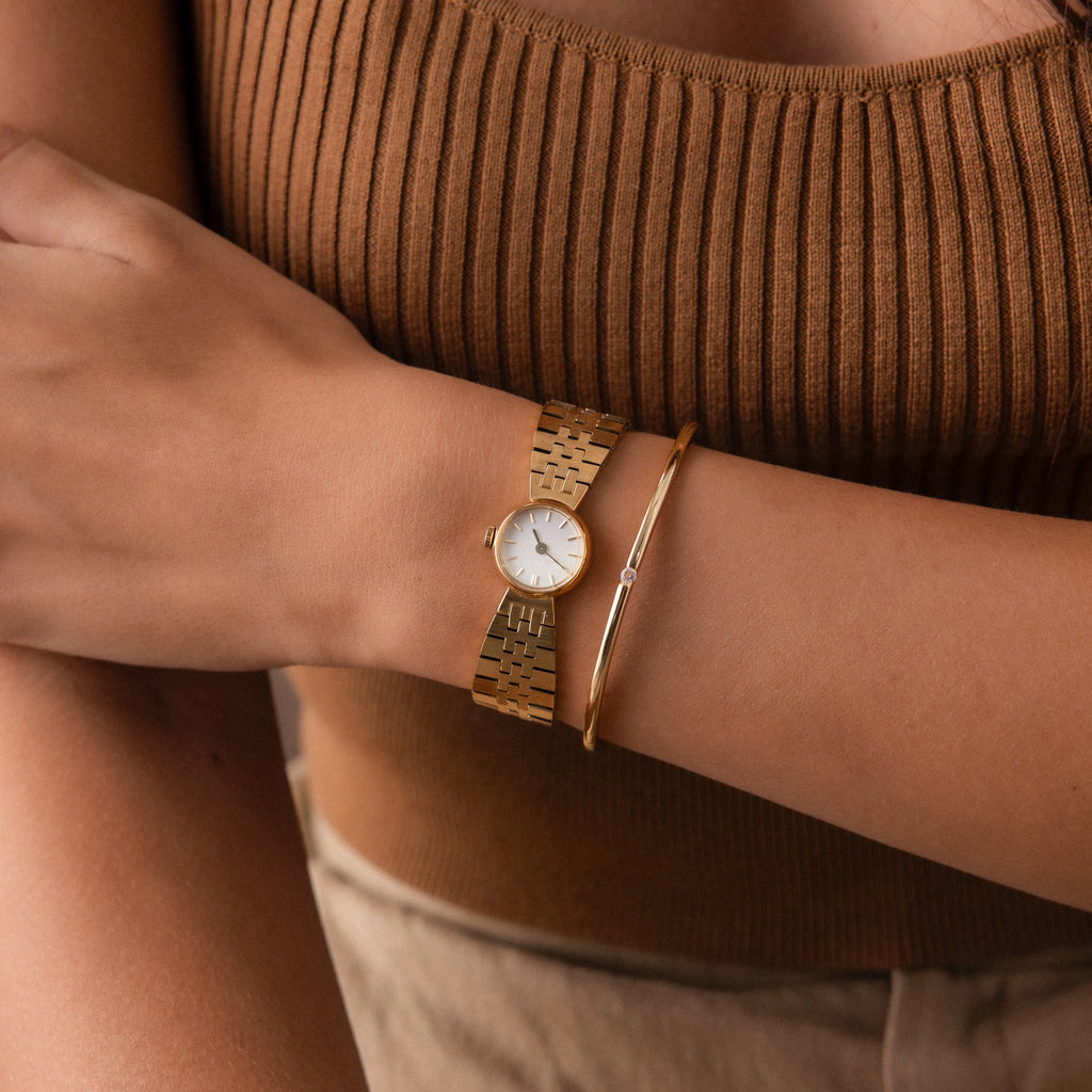 Brick Link Timepiece Silver 18K Gold Plated