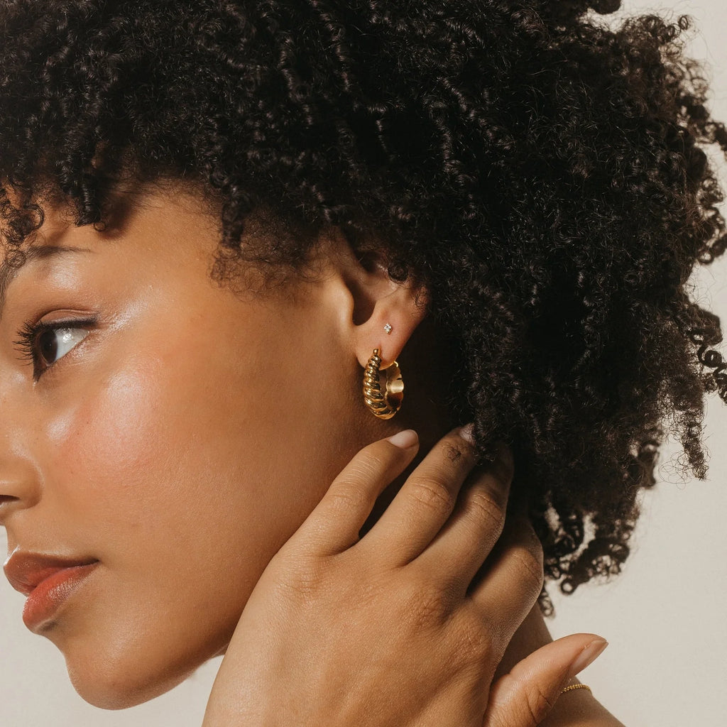 Jocelyn Diamond Studs Silver 18K Gold Plated