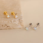 Opal Flat Back Studs Silver 18K Gold Plated