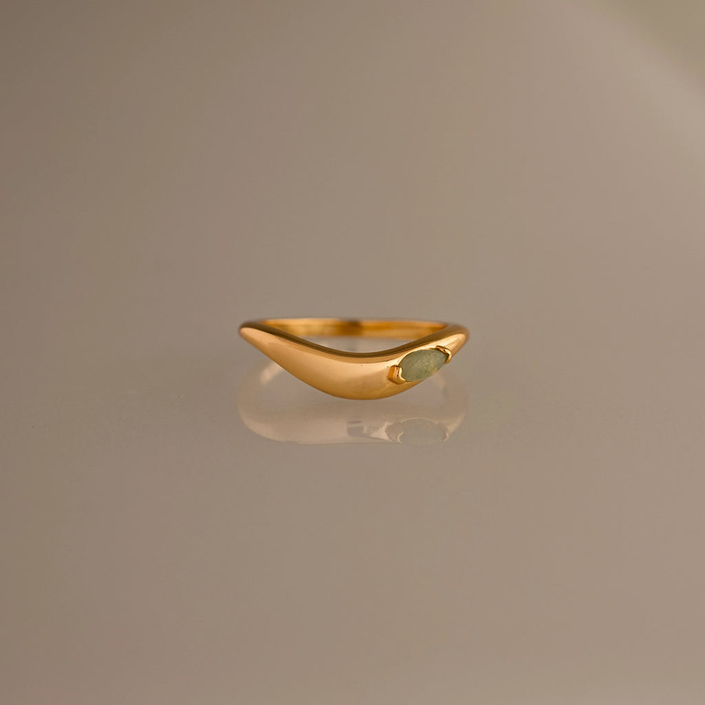 Zen Gemstone Curve Ring Silver 18K Gold Plated