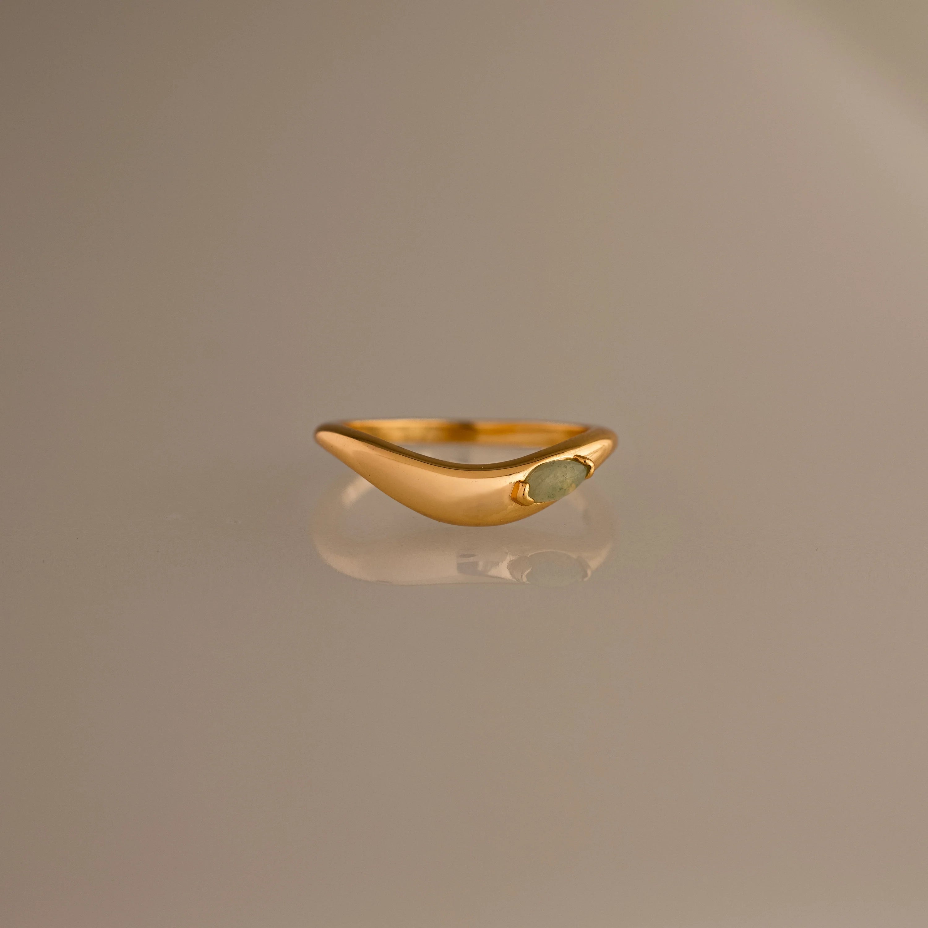 Zen Gemstone Curve Ring Silver 18K Gold Plated