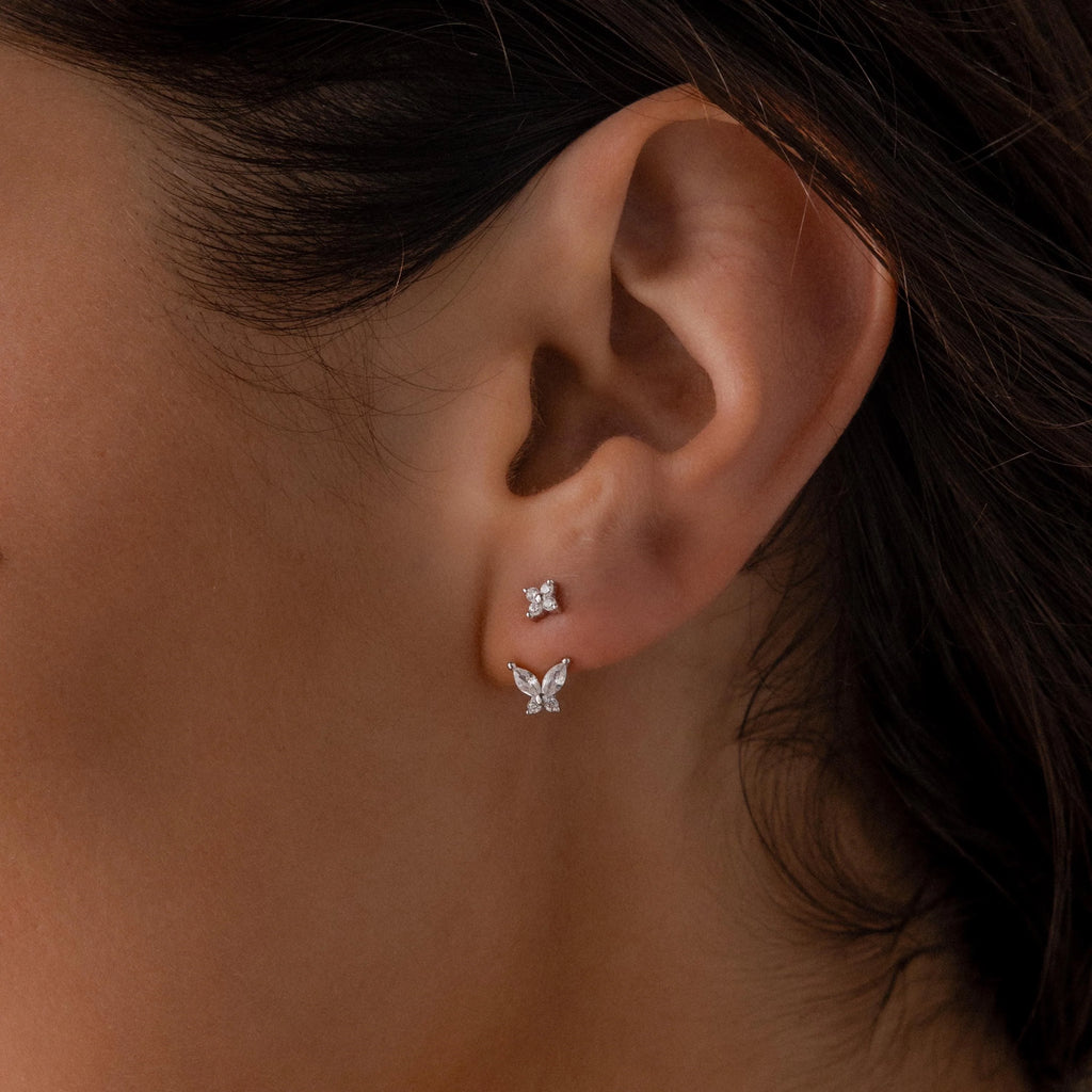 Butterfly Ear Jackets Silver 18K Gold Plated