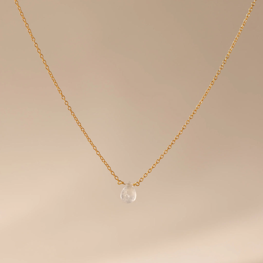 Teardrop Moonstone Necklace Silver 18K Gold Plated