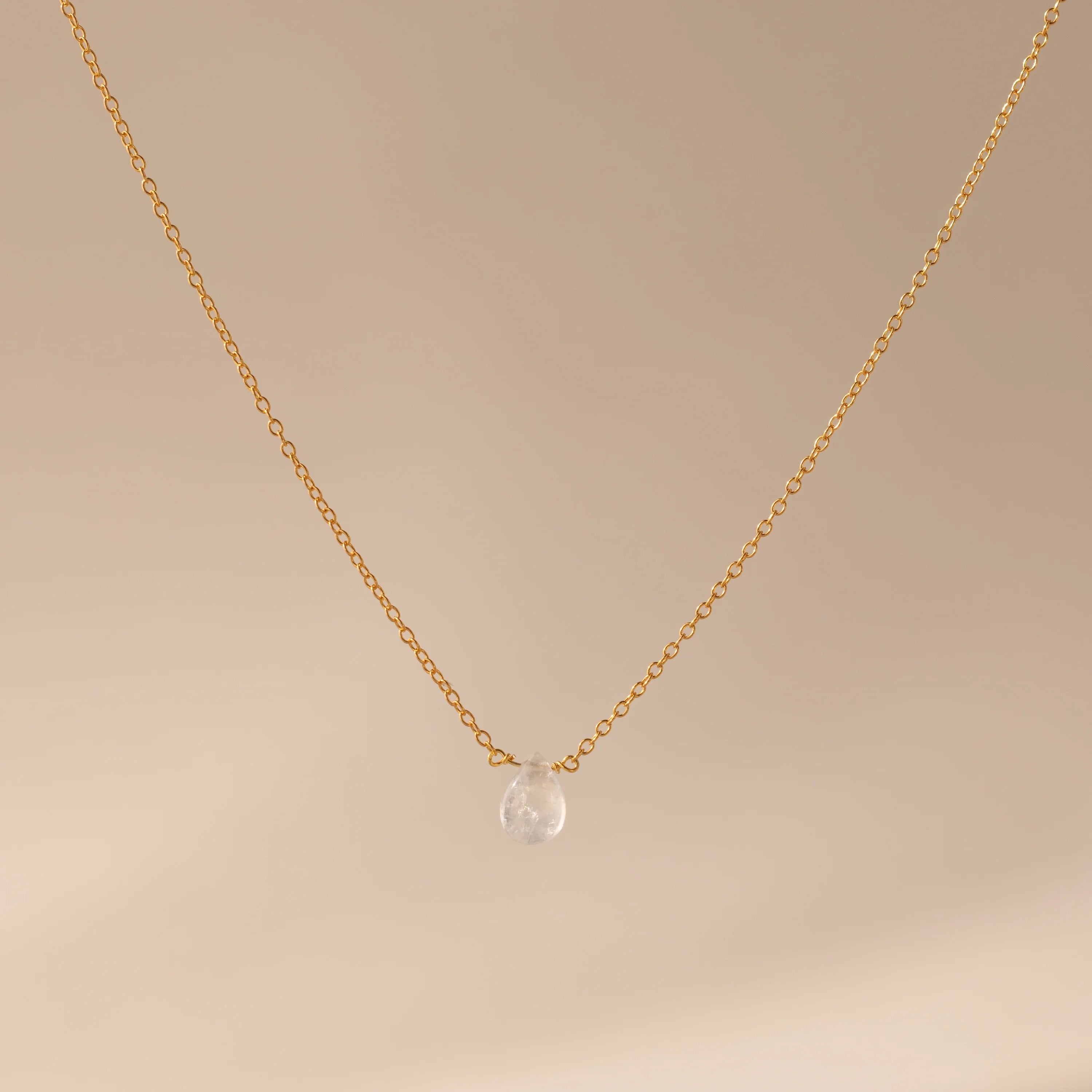Teardrop Moonstone Necklace Silver 18K Gold Plated