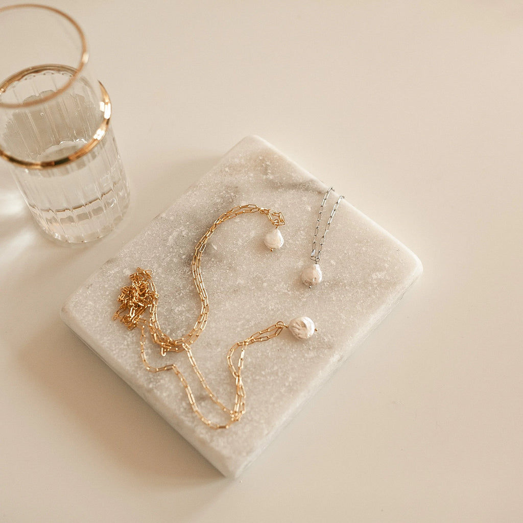 Baroque Pearl Necklace Silver 18K Gold Plated