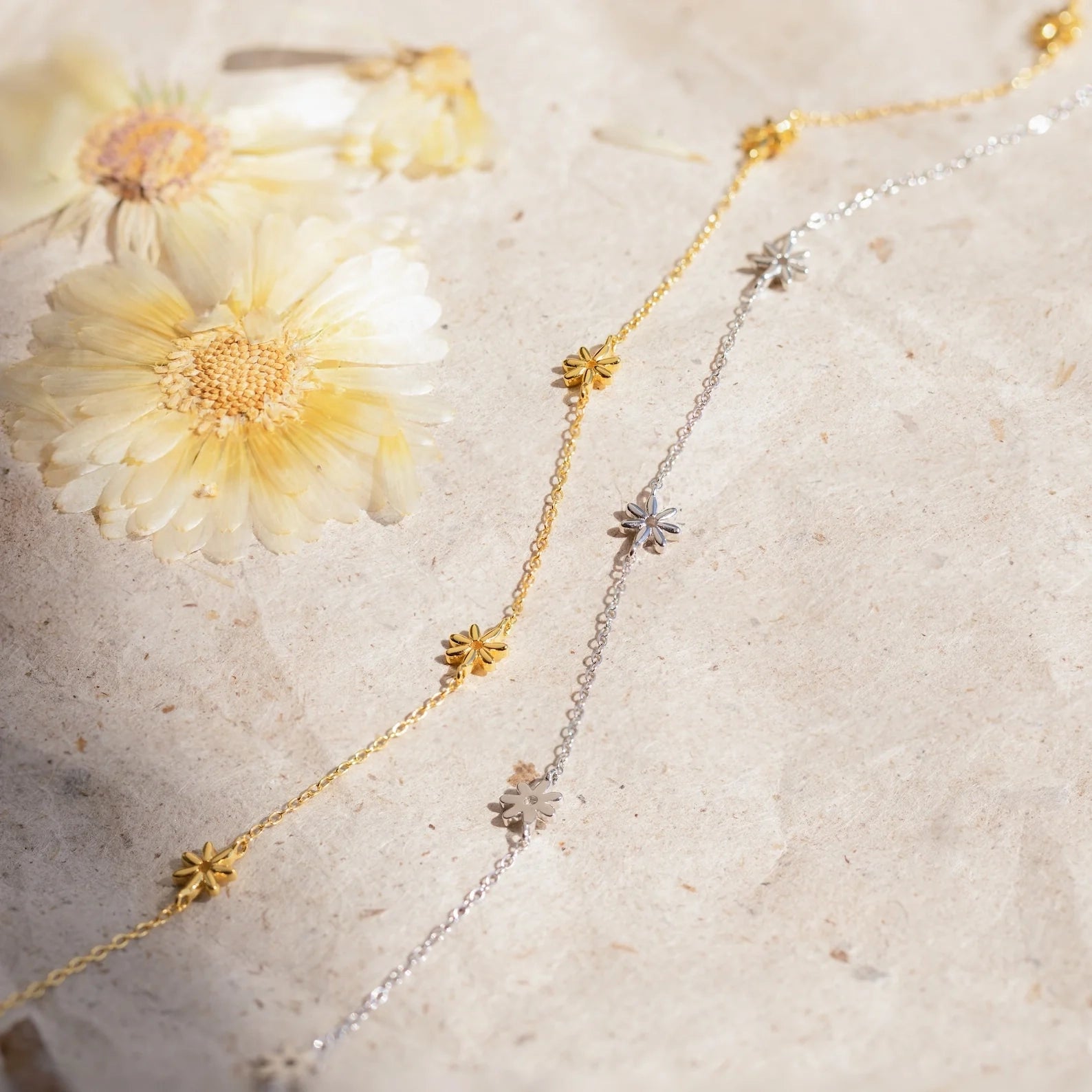 Flower Charms Child Necklace Silver 18K Gold Plated