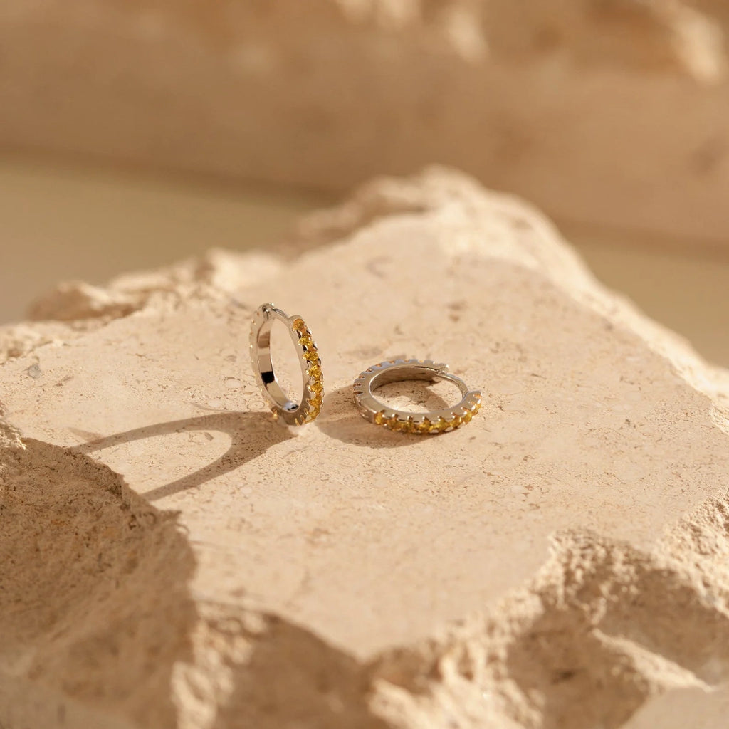 Radiate Sunshine with Our Citrine Huggie Earrings