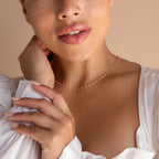 Pink Station Necklace Silver 18K Gold Plated