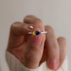 Toi et Moi Triangle Birthstone Ring Silver 18K Gold Plated