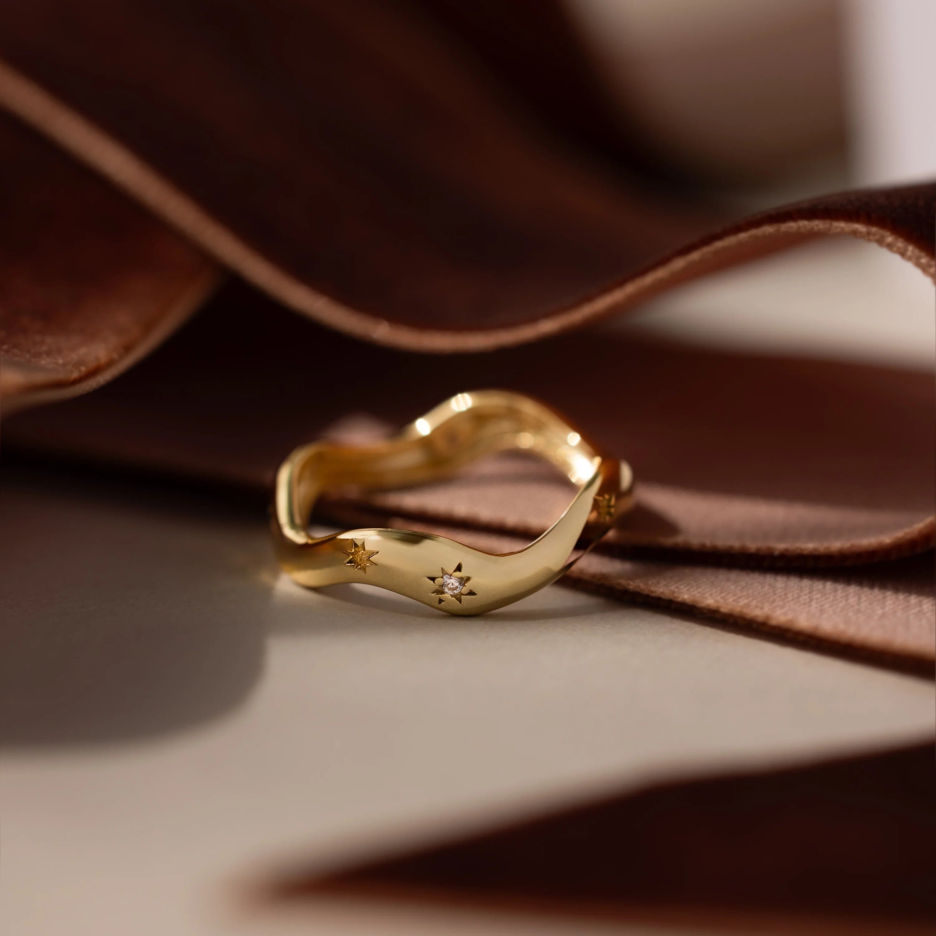 Diamond Celestial Ring Silver 18K Gold Plated